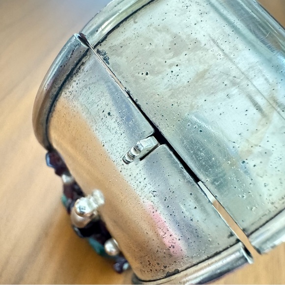 Vintage 1940’s Mexican Raw Amethyst, Green Onyx Bracelet - Picture 10 of 10